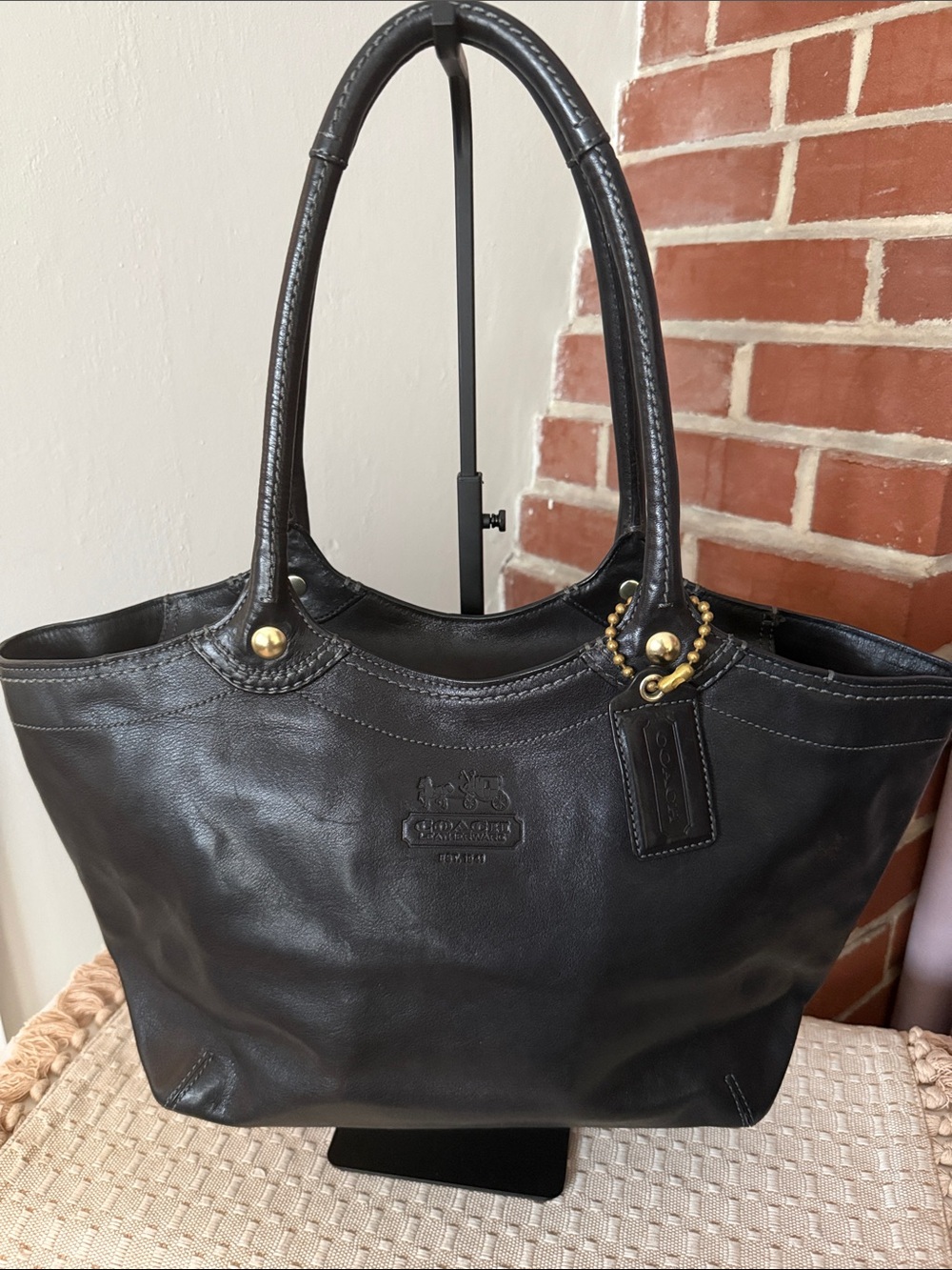 Coach Genuine Black Leather Carryall Tote Bag Style 12415